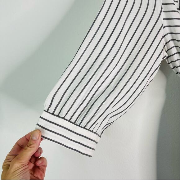 NEW Entro white grey striped coastal tie button midi maxi dress medium - Picture 4 of 8